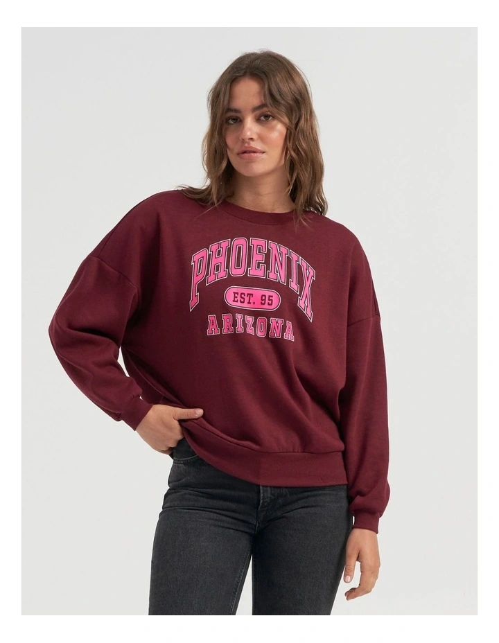 Callie Printed Sweater in Maroon Banner