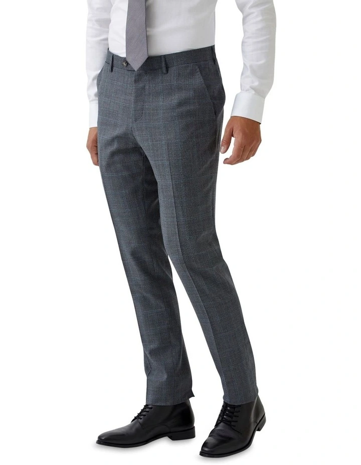 Byron Wool Suit Trousers in Grey Check