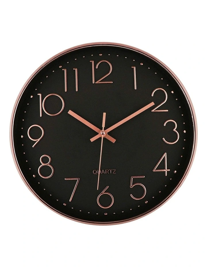 Lexi 30cm Silent Wall Clock Black / Rose Gold