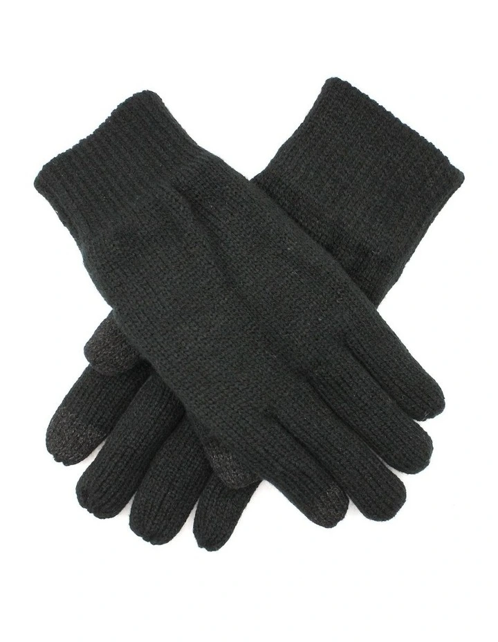 Thinsulate Lined Touchscreen Knit Gloves in Black