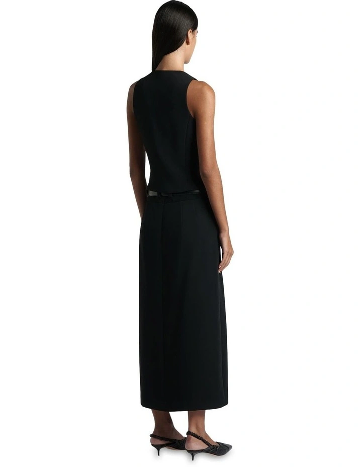Recycled Twill Column Skirt in Black