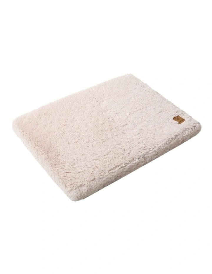 Faux Fur Crate Dog Bed in Beige