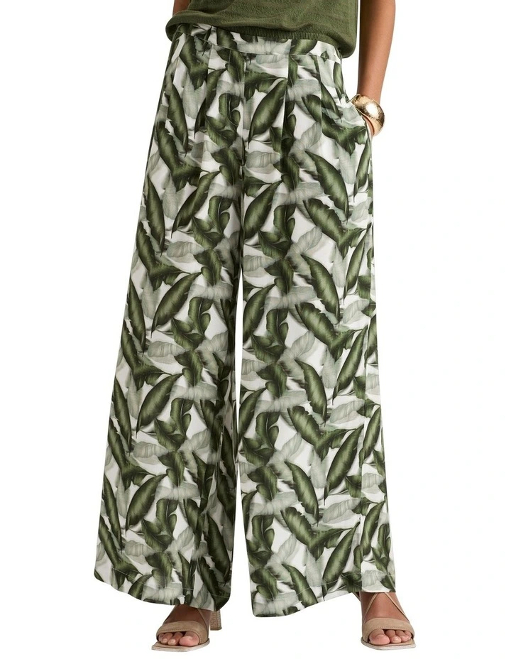 Morella Wide Leg Pant in Leaf Multi