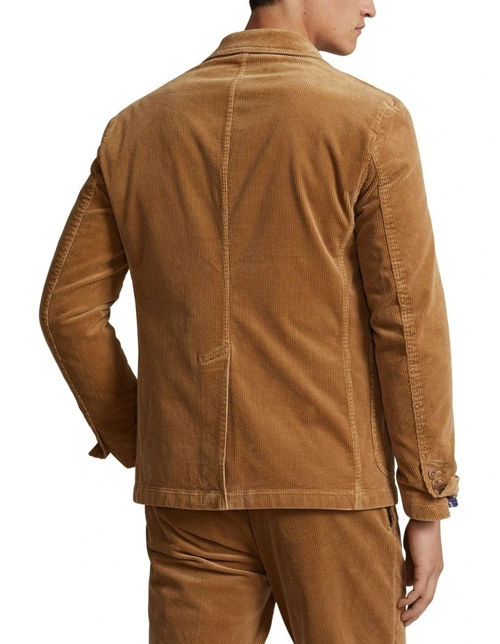 Washed Stretch Corduroy Suit Jacket in Beige