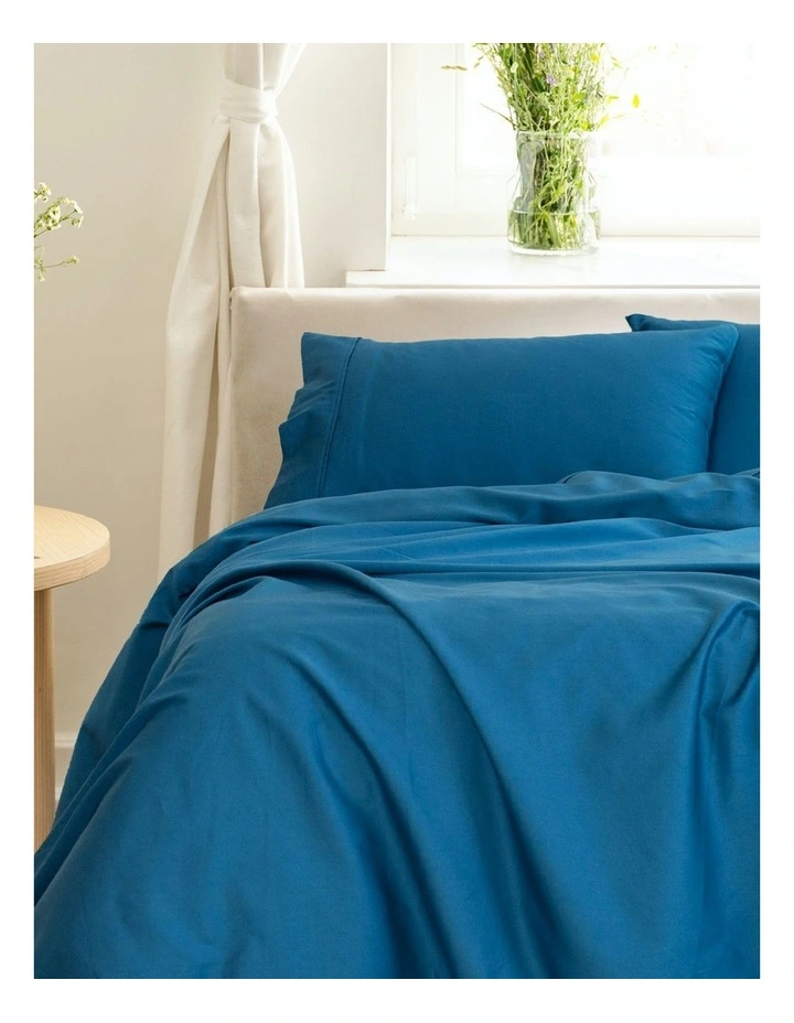 Balmain 1000TC Cotton Sheet Sheet Set in Mid Blues