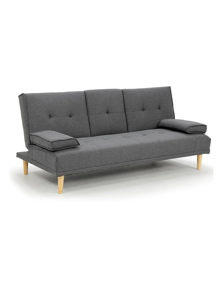Sarantino Linen Fabric Sofa Bed Lounge Couch Futon Dark Grey