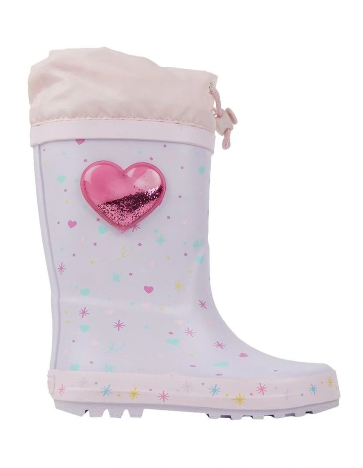 Love Heart Gumboots in Lilac