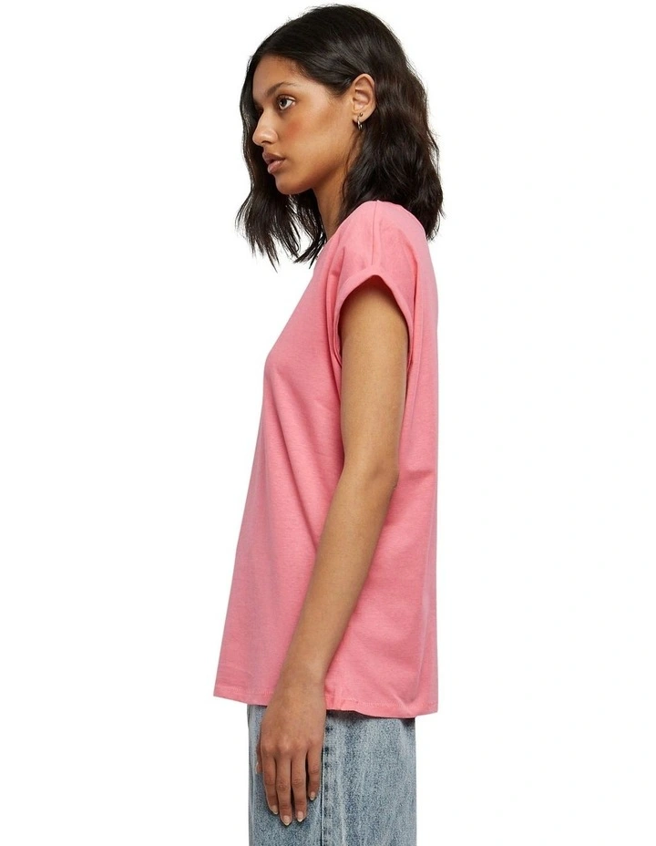 Extended Shoulder Tee in Pink Grapefruit