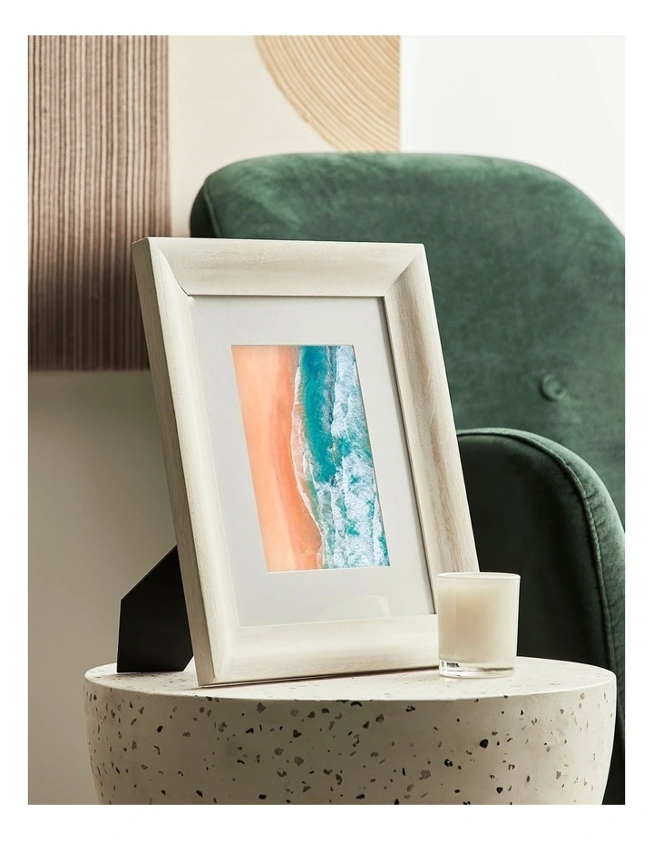 Wood Photo Frame 8x10 Matted to 5x7 in White Wash