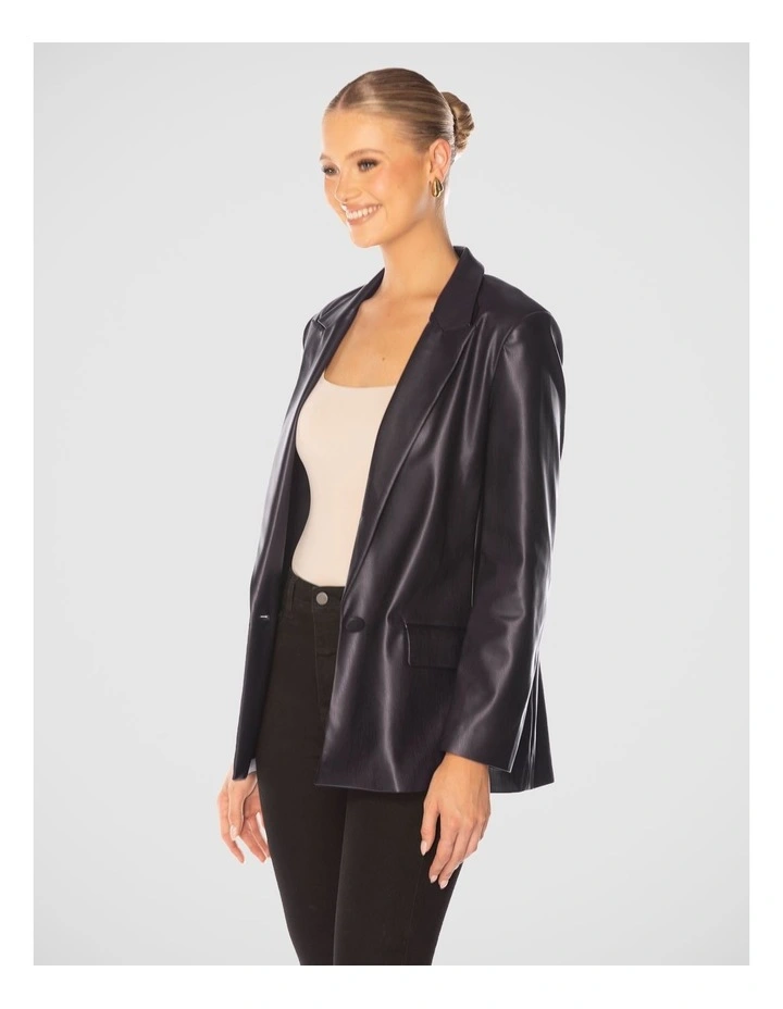 Elata Vegan Leather Jacket in Black