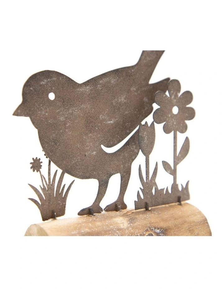 Metal Birds Ornaments Set of 2 in Rust