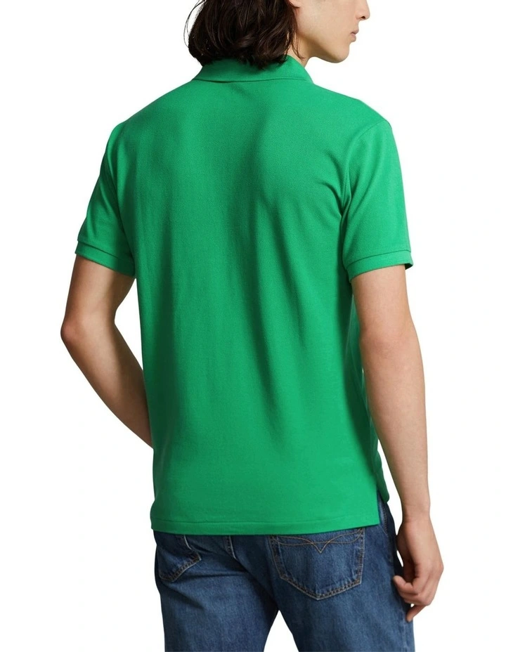 Custom Slim Fit Mesh Polo Shirt in Green