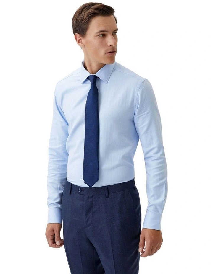 Beckton Herringbone Cotton Shirt in Sky
