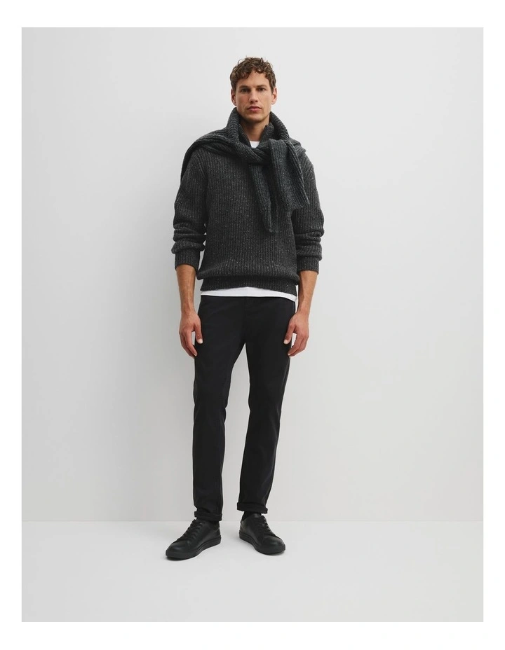 Merino Nep Half Zip Knit in Charcoal