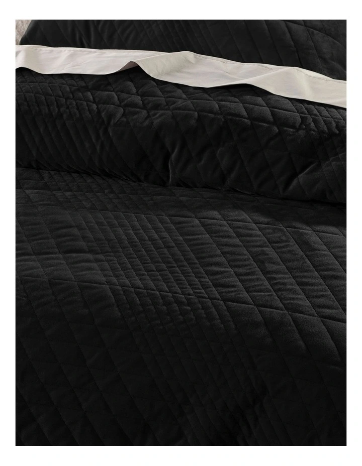 Ashley Corduroy Quilted Quilt Cover Set in Black