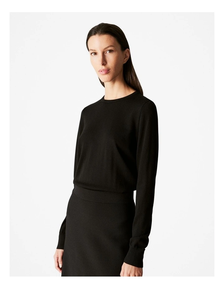 Merino Crew Neck Knit in Black
