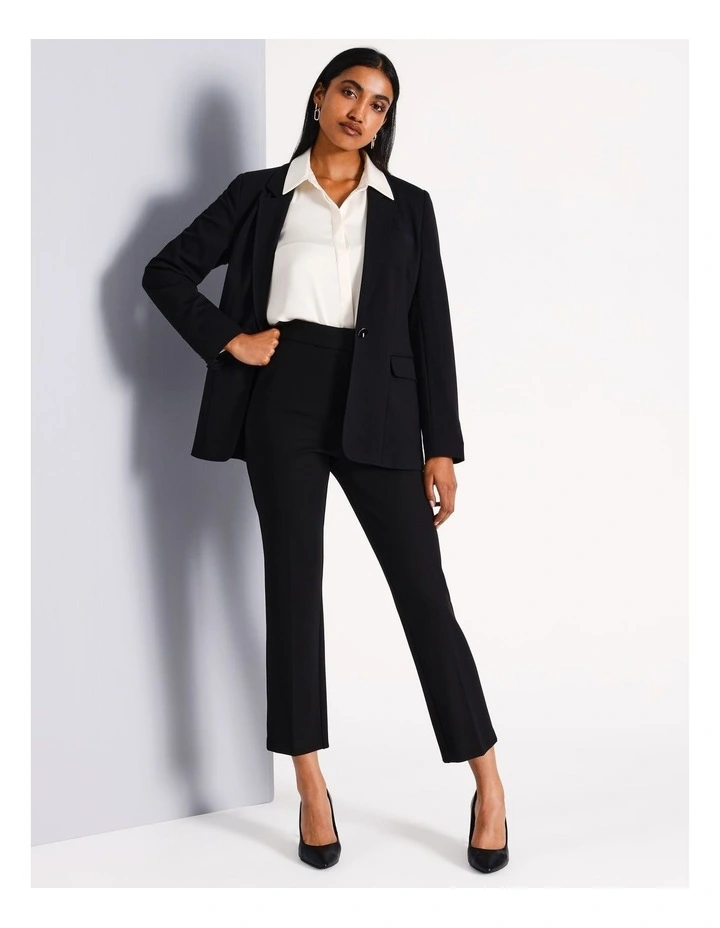Single Breasted Ponte Blazer in Black