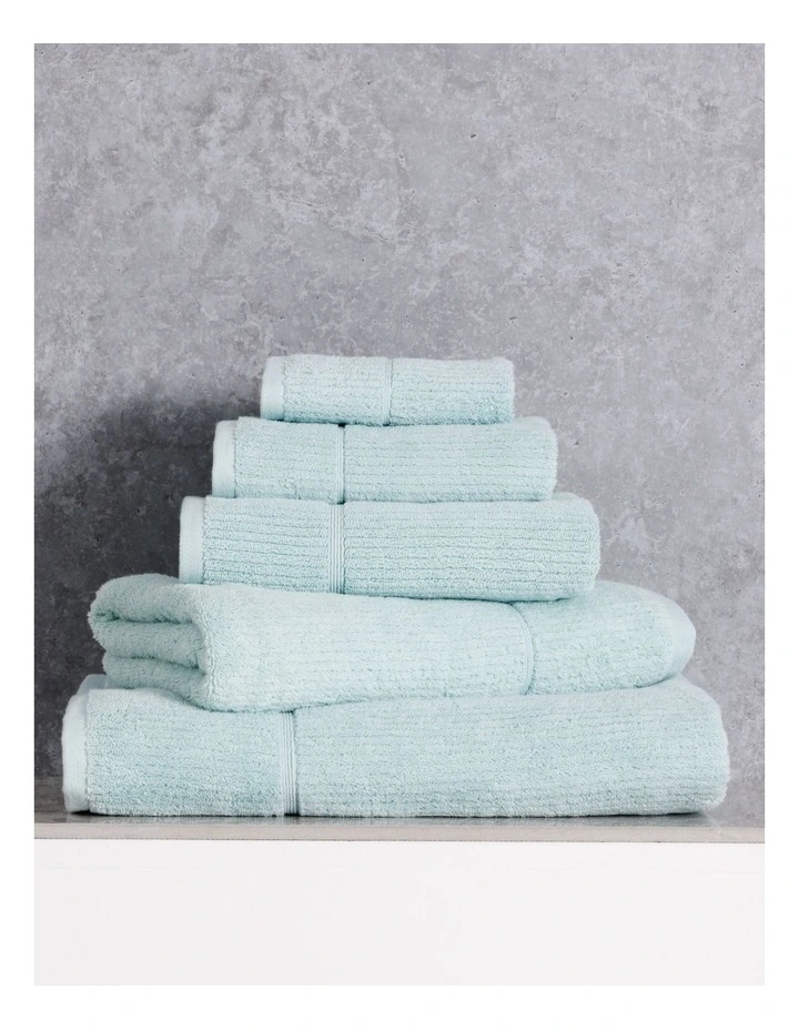 Combed Cotton Ribbed Towel Range in Aqua