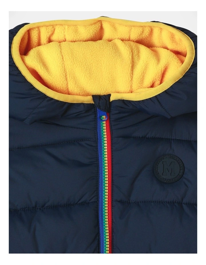 Recycled Puffer Jacket with Hood (3-8 Year) in Navy
