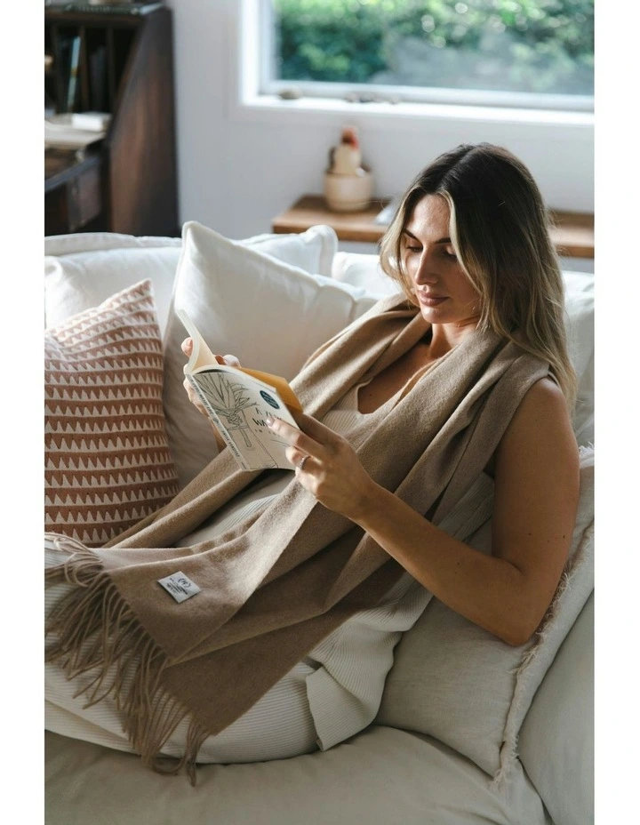 Alma Large Cashmere Wrap in Sand