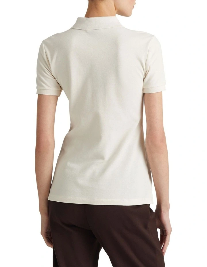 Pique Polo Shirt in Beige