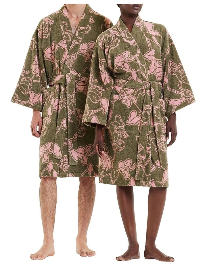 Bower Towelling Robe in Moss