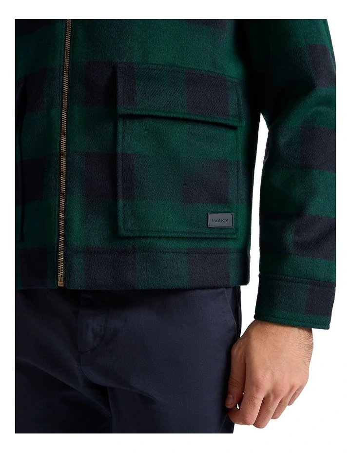 Cole Check Harrington Jacket in Green/Navy