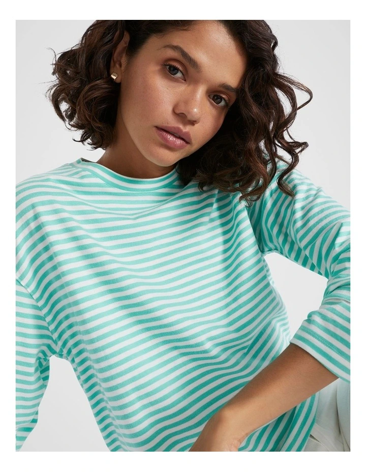 Long Sleeve Stripe Top in Opal Stripe