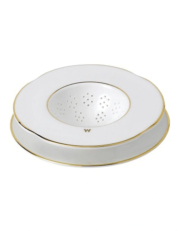 Tea Strainer and Tray White