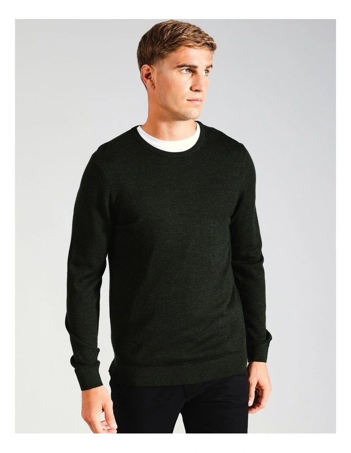Australian Merino Crew Neck Knit in Green
