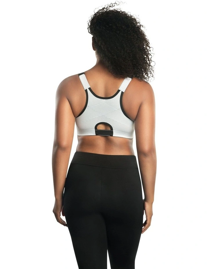Wave Wirefree Zip Front Sports Bra in Silver