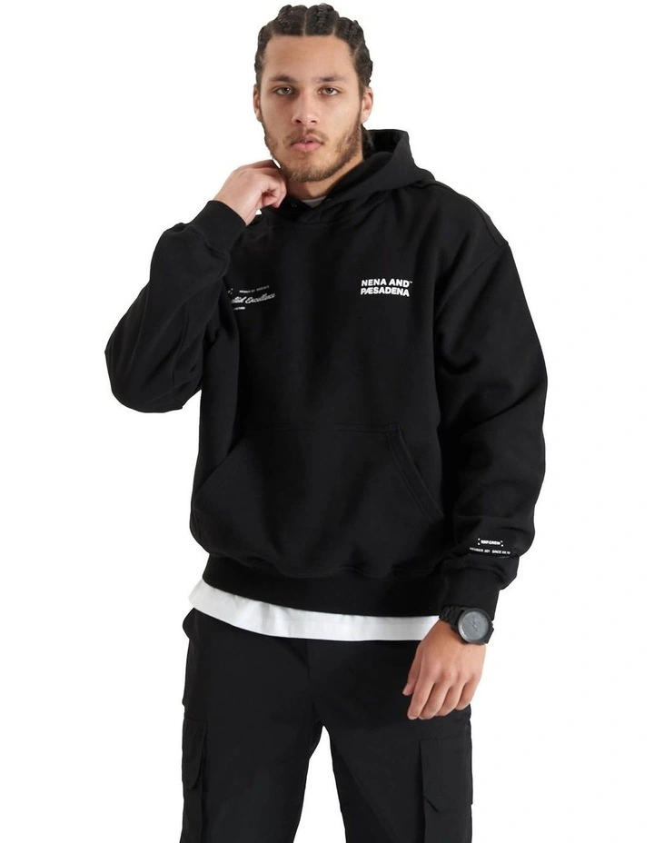Umpire Heavy Box Fit Hooded Sweater in Jet Black
