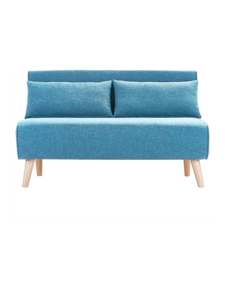 Adjustable Corner Sofa 2-Seater Lounge Linen Bed Seat Blue