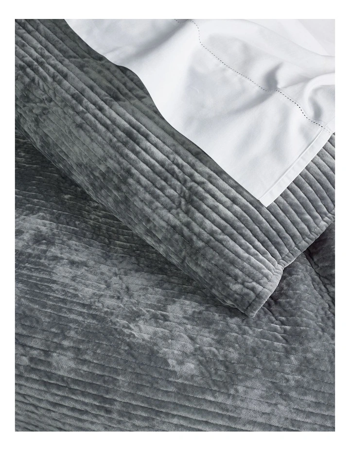 Remi Quilted Velvet Quilt Cover Set in Silver