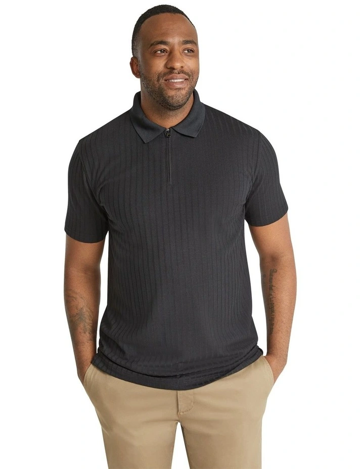 Page Rib Polo in Black