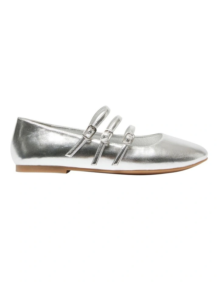 Leah Ballet Flats in Silver Metallic