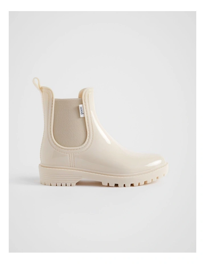 Shiny Gumboot in Creme