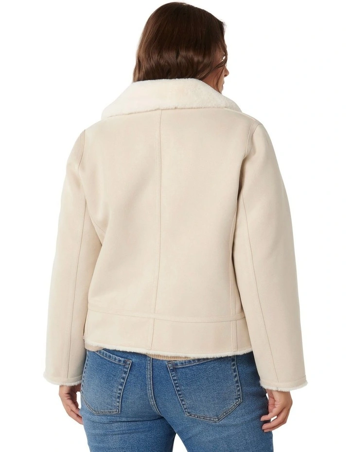 Montana Faux Fur Aviator Jacket in Cream