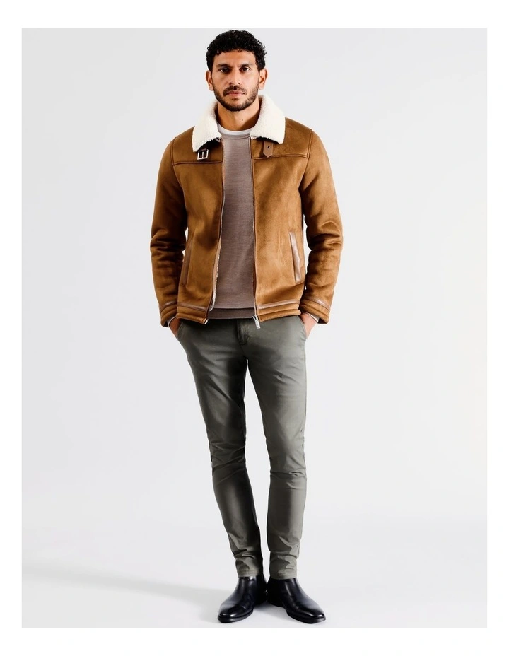 Bailey Sueded Aviator Jacket in Tobacco