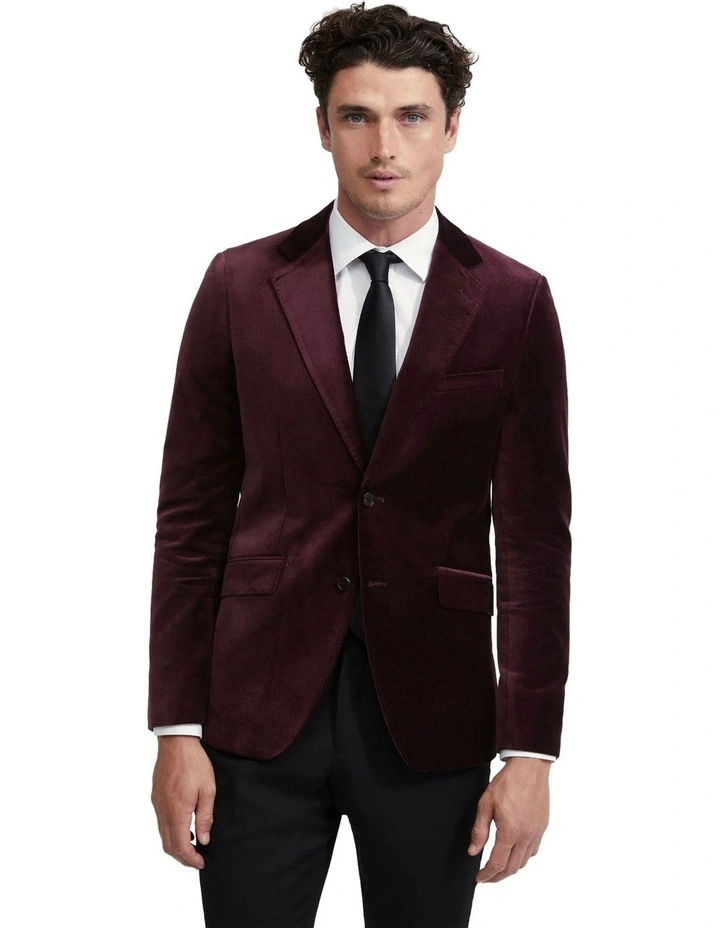 Blake Velvet Blazer in Merlot