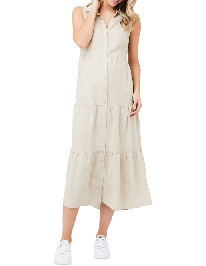 Tracy Tiered Linen Dress in Natural