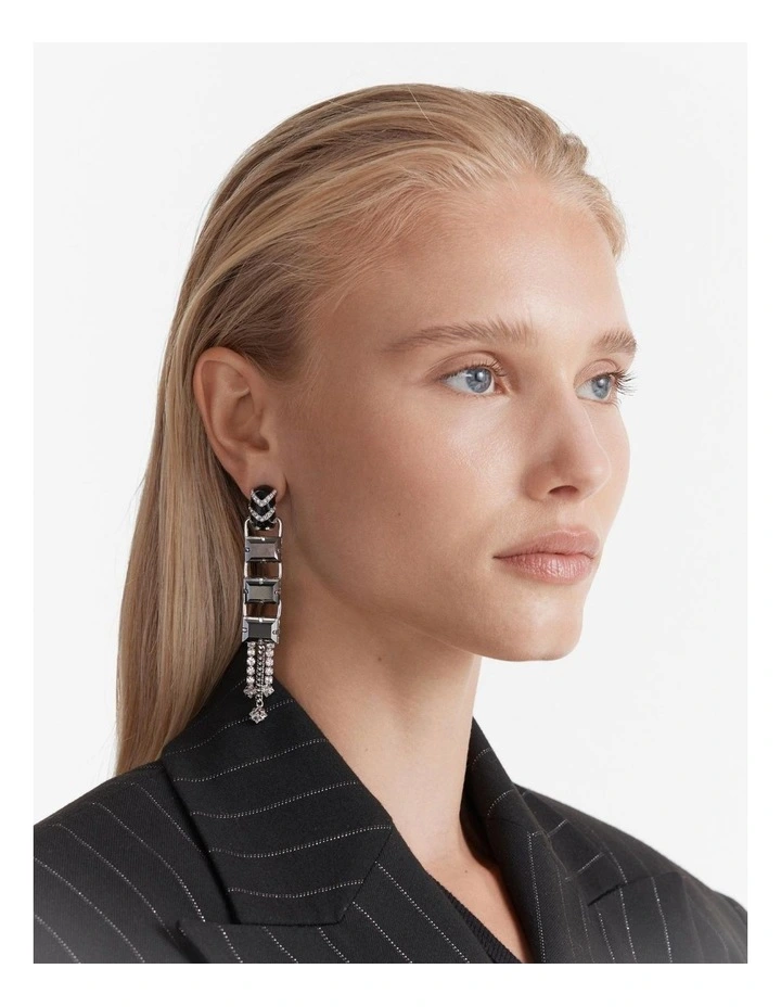 Coruscant Long Drop Earrings in Silver