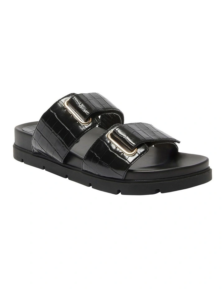 Calvin Sandals in Black Croc Print