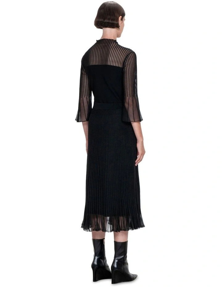 Sheer Flared Sleeve Knit in Black