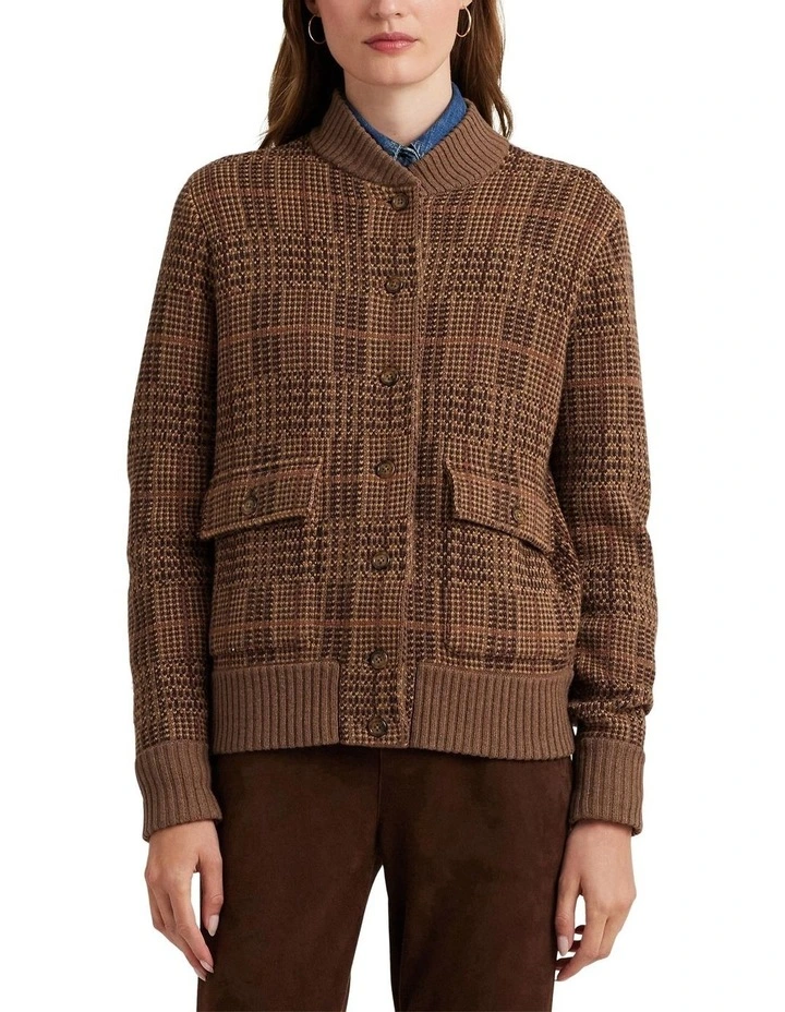 Checked Plaid Wool-Blend Bomber Jacket in Multi
