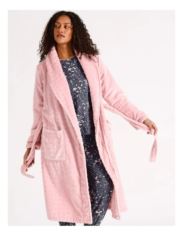 Fleece Long Robe in Baby Pink