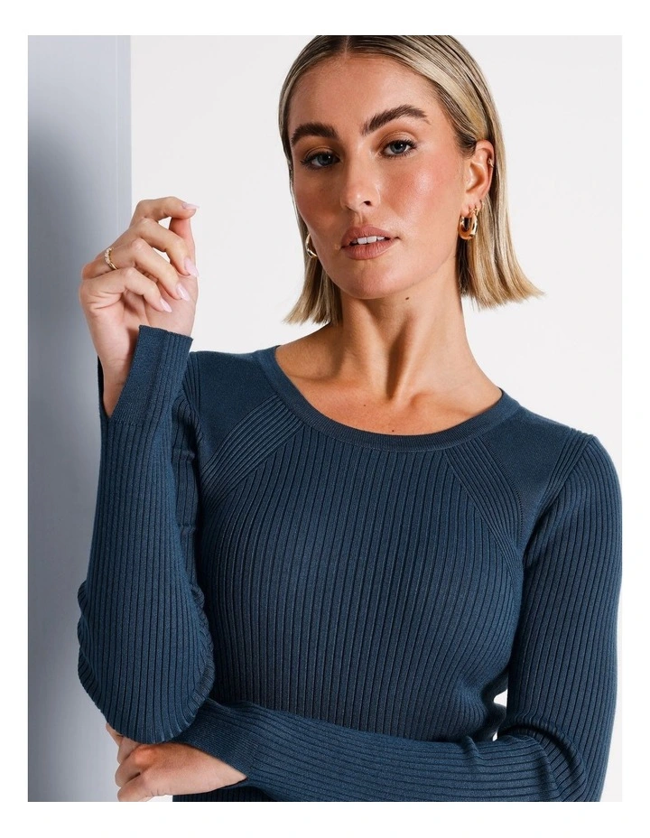 Pointelle Rib Knit in Airforce
