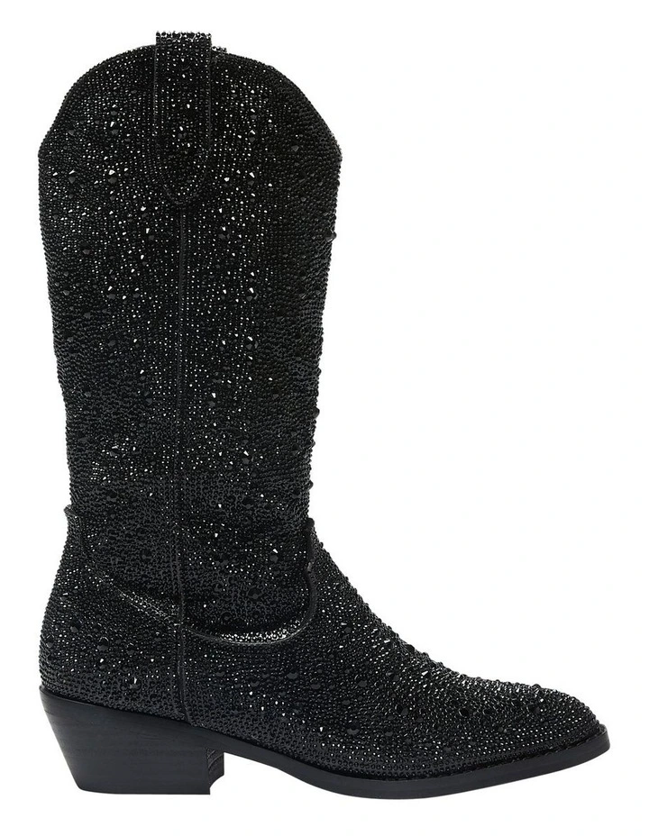 Parton Western Boots in Black Rhinestone