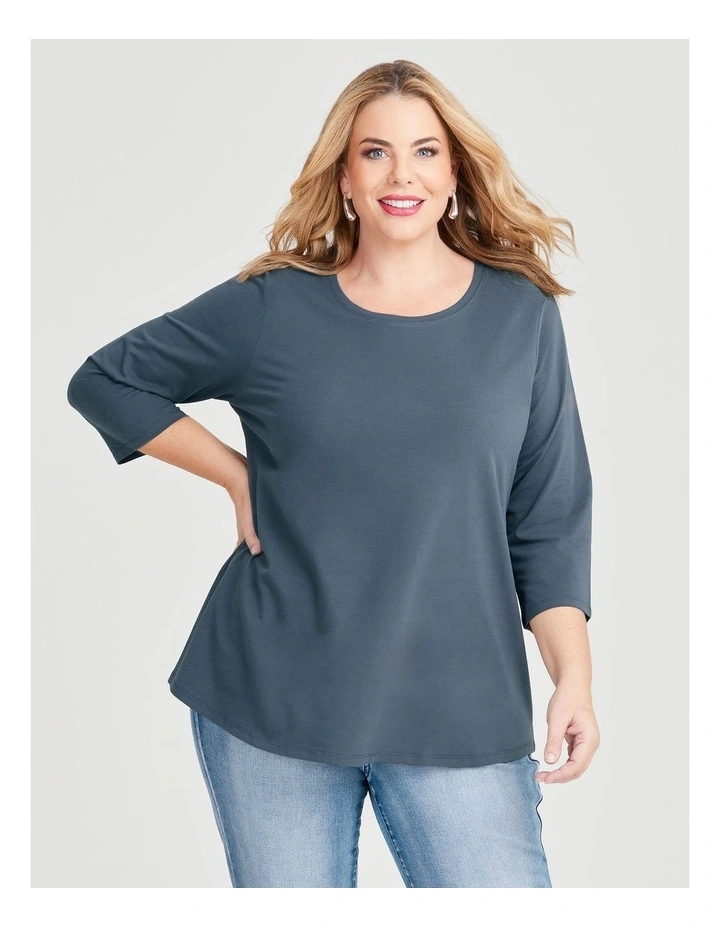 Australian Cotton 3/4 T-shirt in Indian Ink