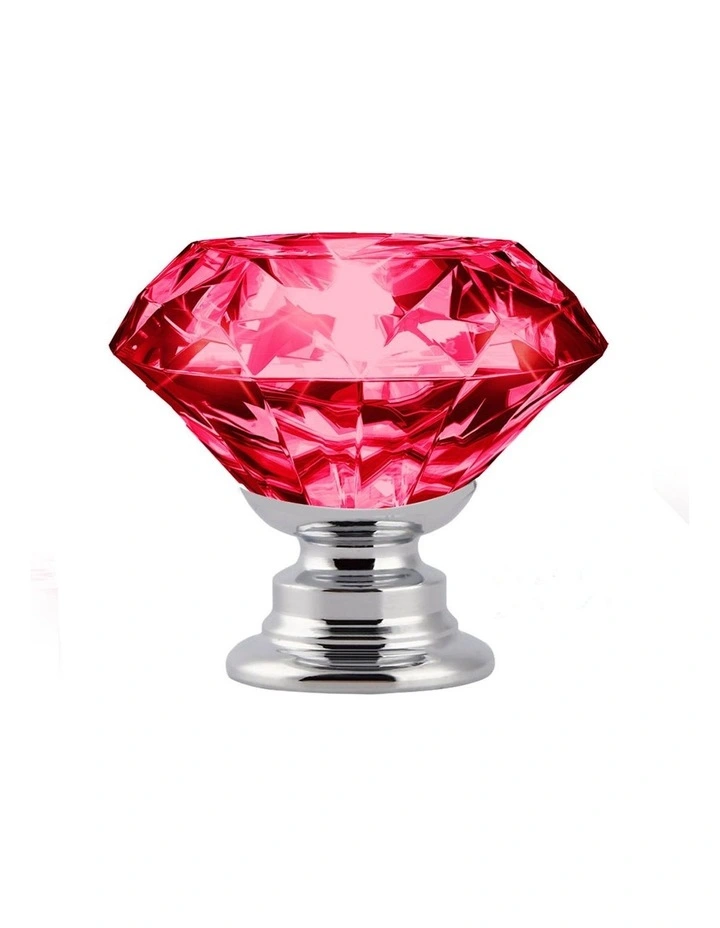 Diamond Shape Glass Door Knobs 10 Pieces 40mm in Red